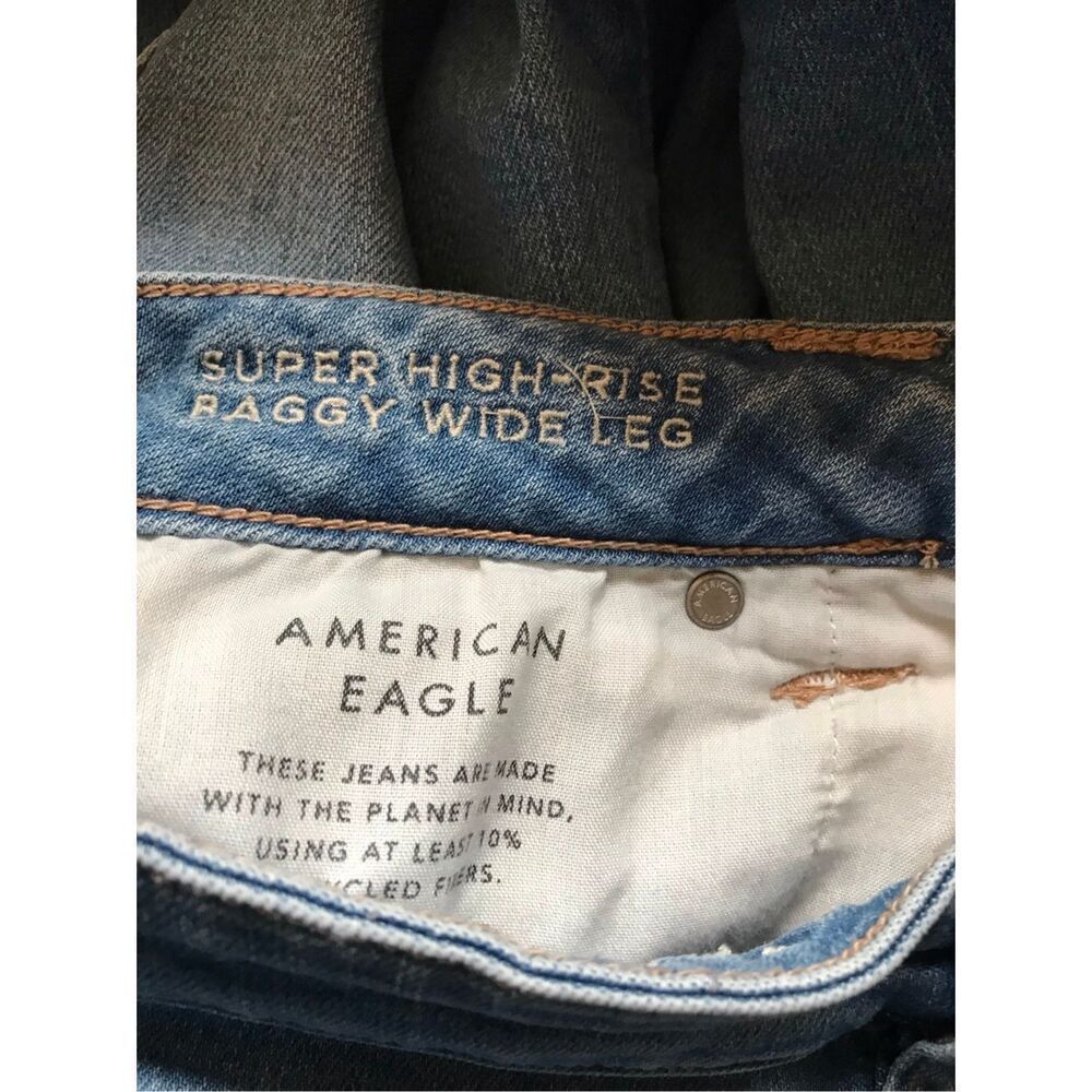 American Eagle size 10 Baggy Wide leg jeans super high rise side pockets - Picture 4 of 5